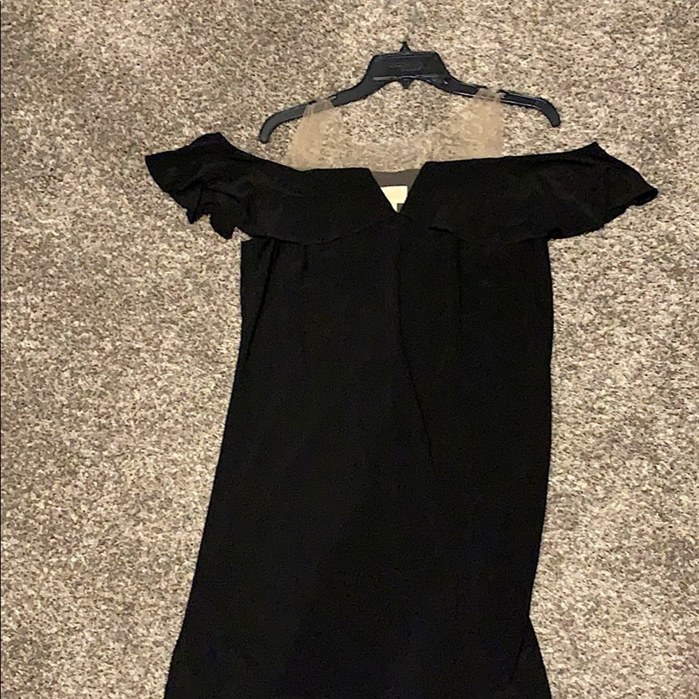 Off the Shoulder Little Black Dress with Shear top